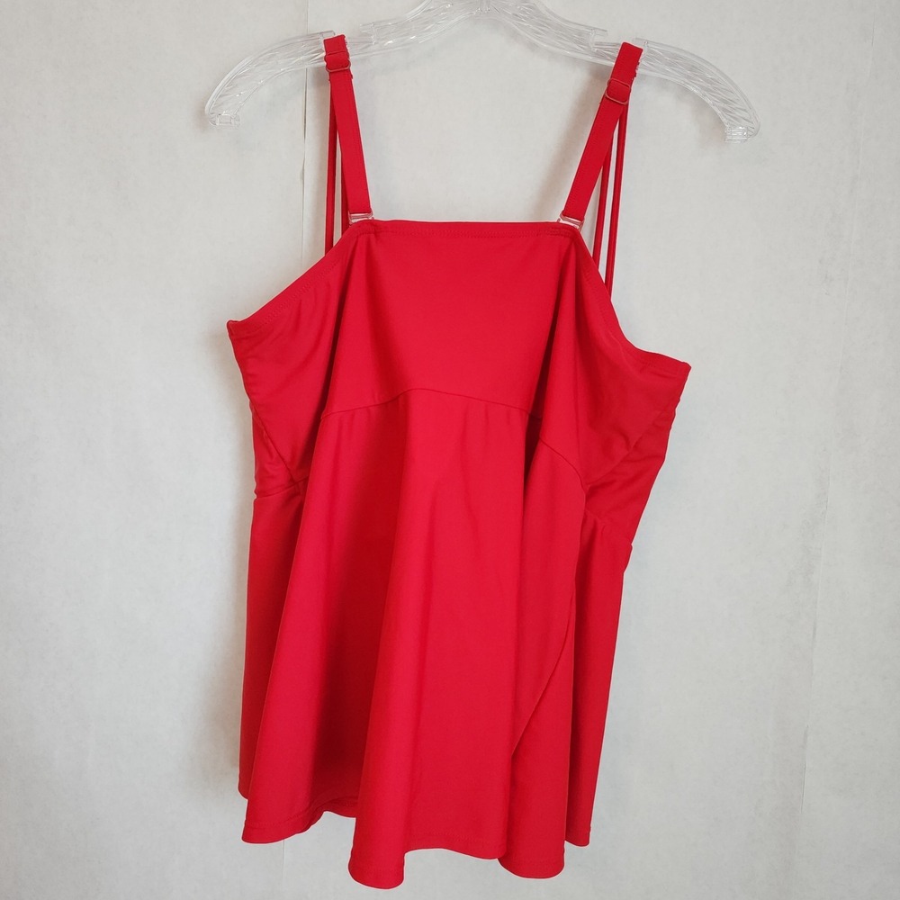 Cacique Bandeau Tankini Womens Size 40F Red Padded Swimwear Underwire Plus *Flaw - Picture 13 of 13